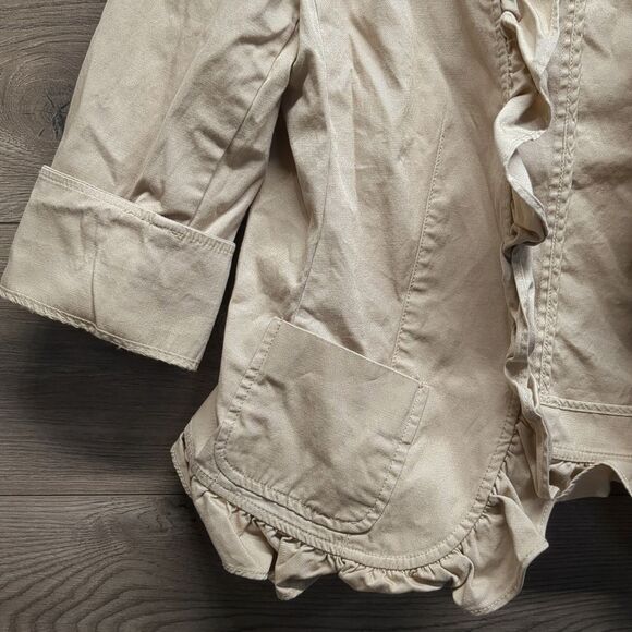 Talbots Ruffled Peplum Blazer Khaki Tan Jacket Women's Size 6 - Picture 4 of 6